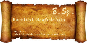 Berhidai Szofrónia névjegykártya